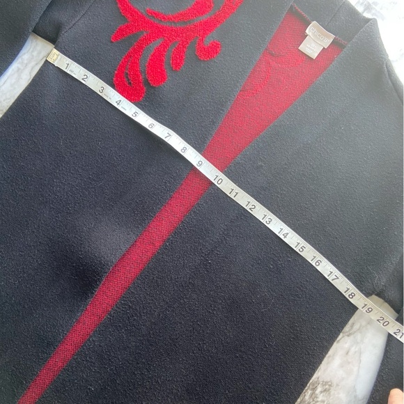 Chico’s Black and Red Long Embroidered Cardigan Size 0 - Picture 10 of 16